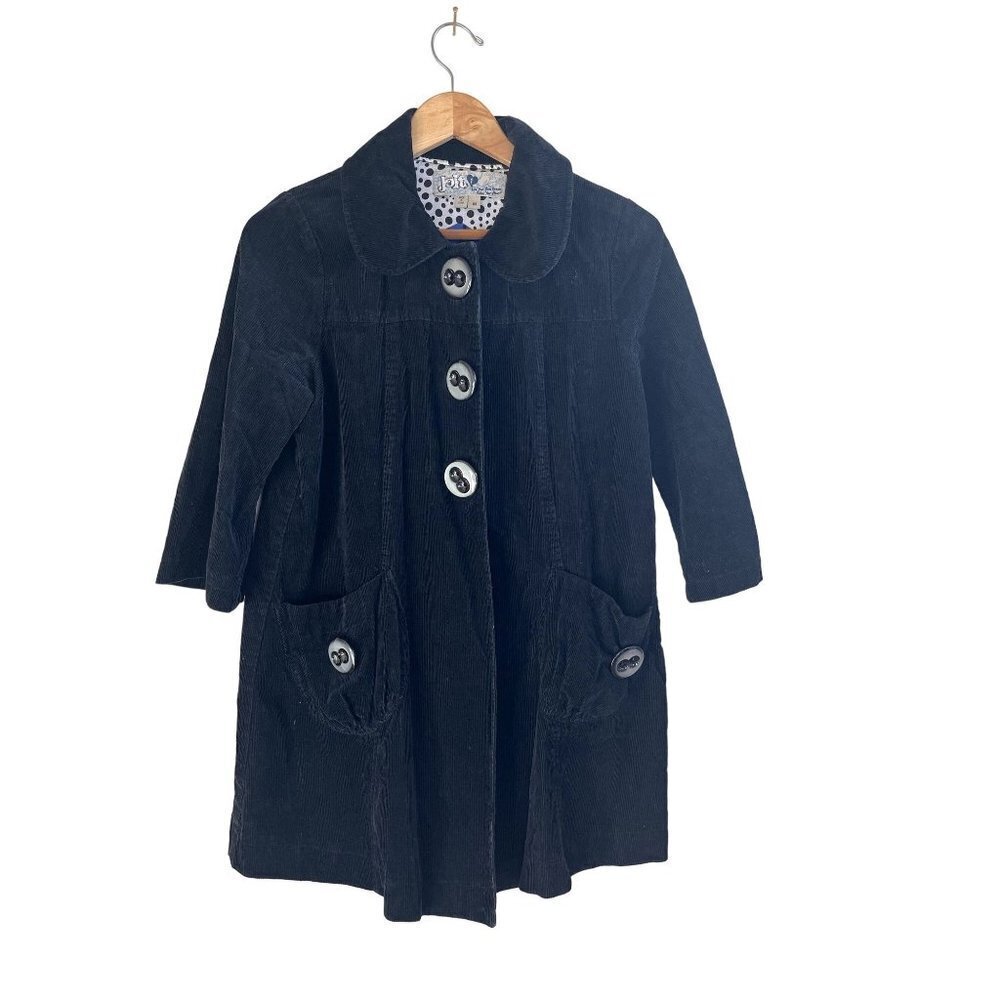 Adorable Jolt Boho Corduroy Black Coat - Picture 3 of 14